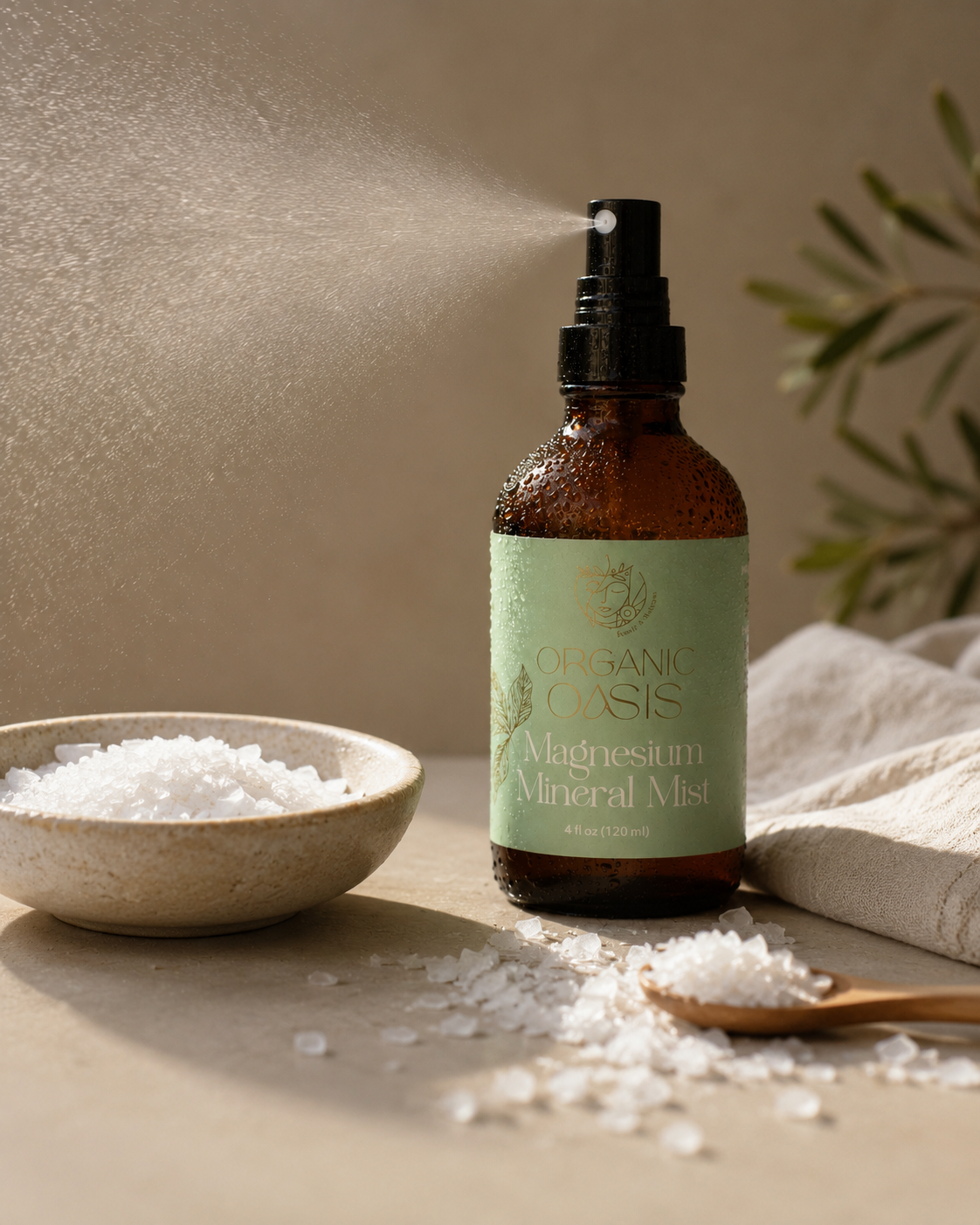 Organic Oasis magnesium mist for evening wellness routine