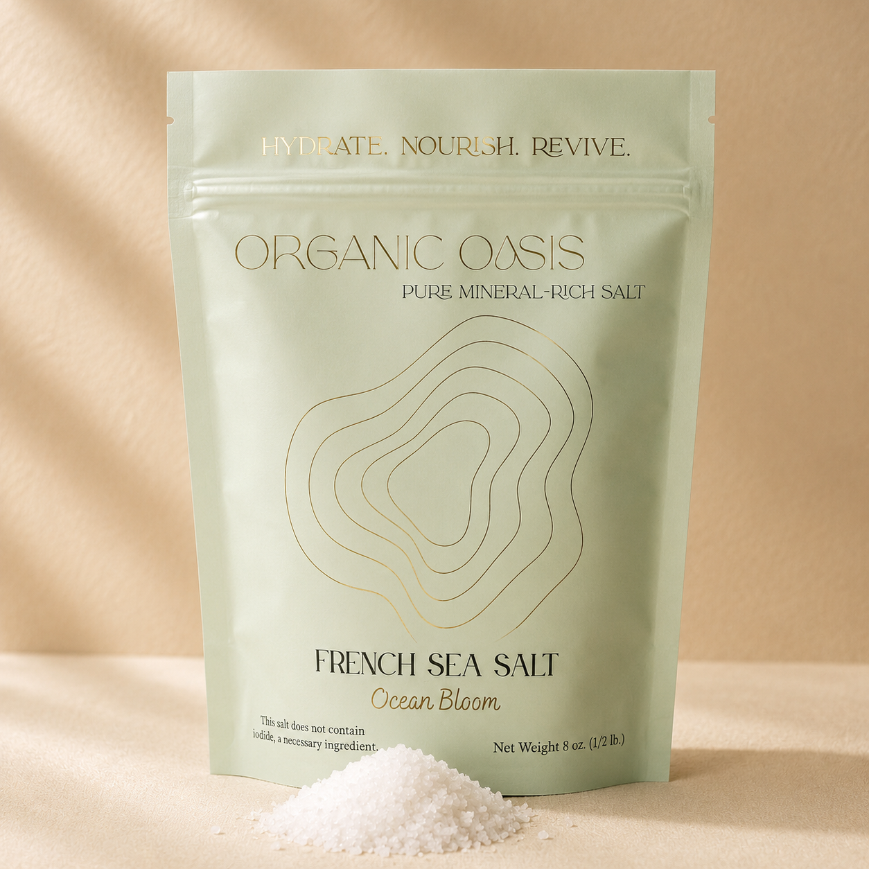 French Grey Sea Salt in resealable stand-up pouch