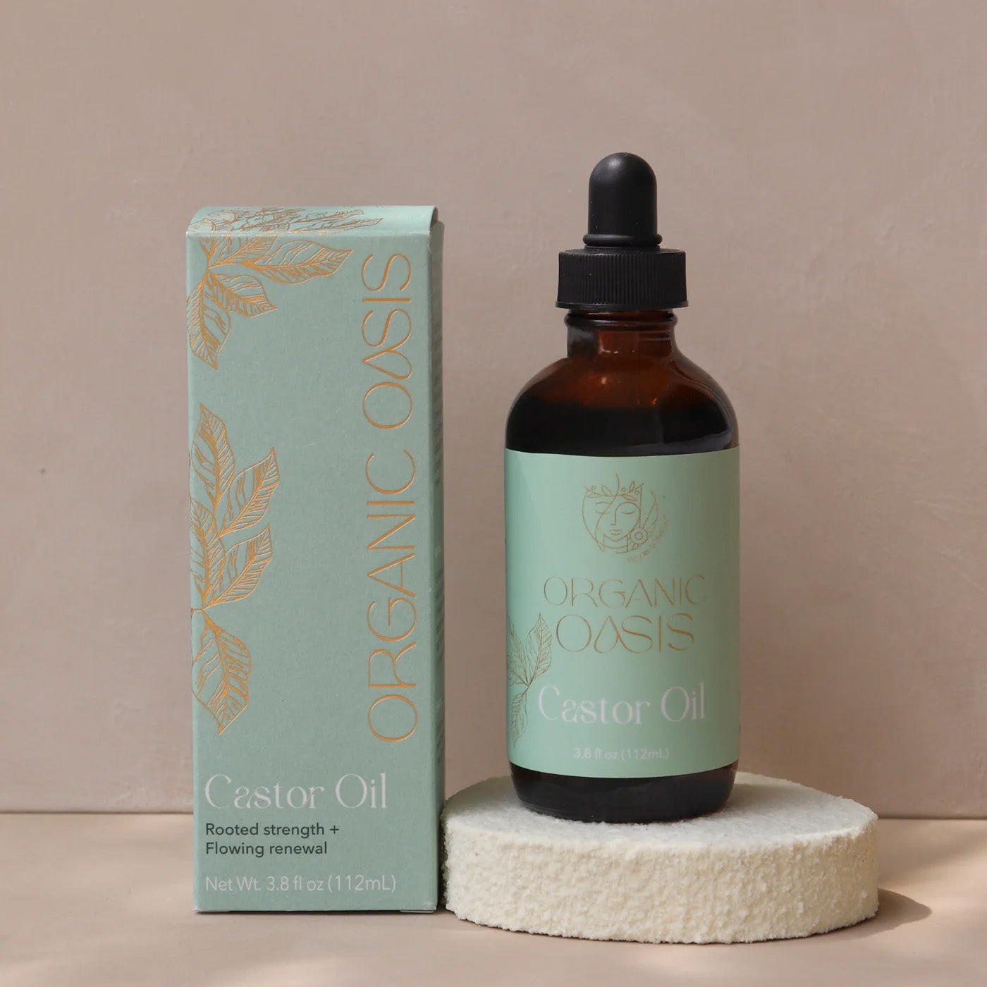 Cold-pressed Organic Castor Root Oil bottle and packaging