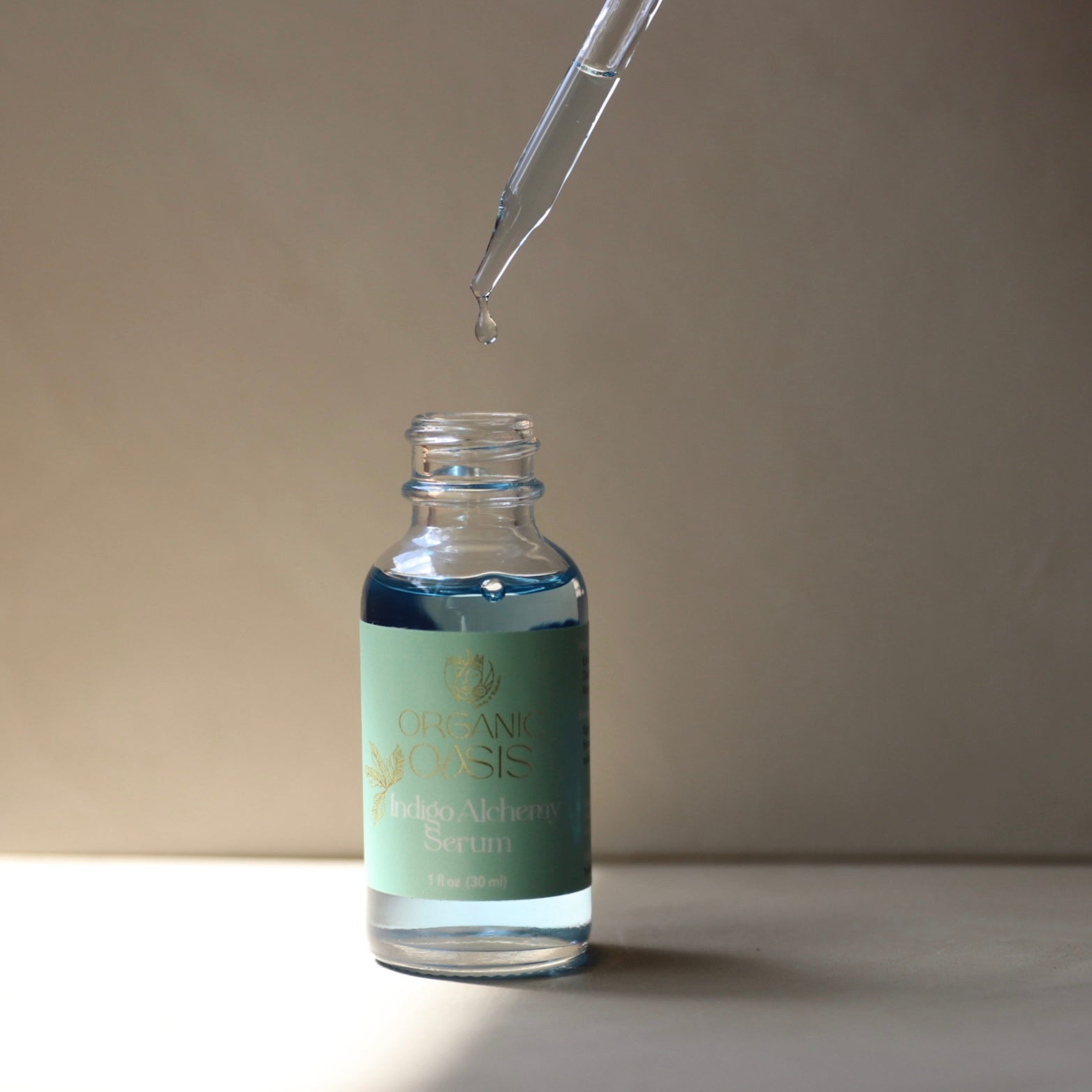 Blue tansy serum with glass dropper
