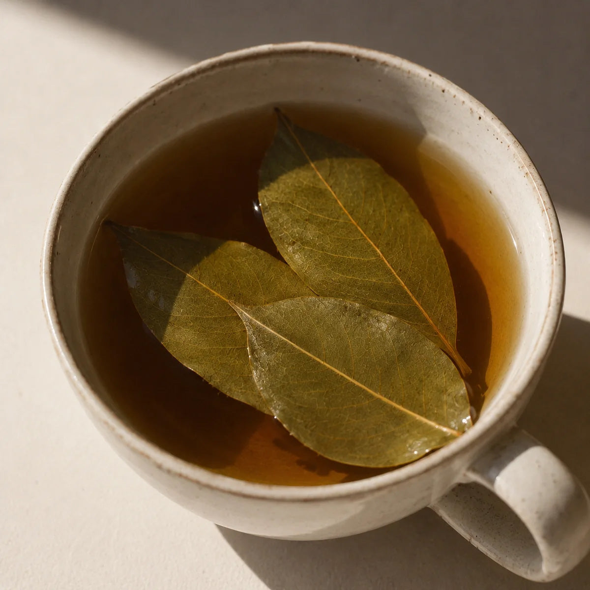 Cup of soursop leaf tea made from dried Annona muricata leaves
