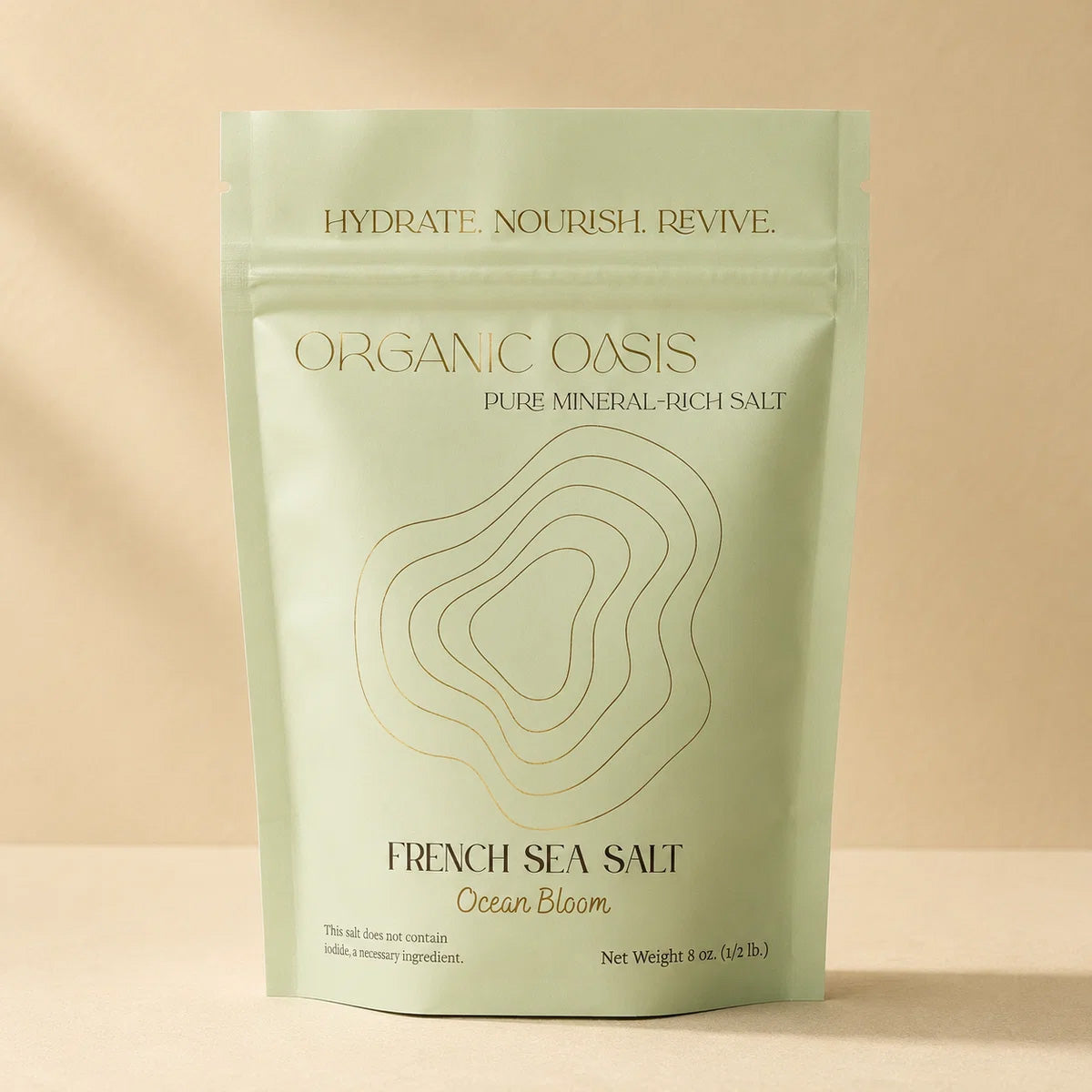 Organic Oasis French Grey Sea Salt package front view
