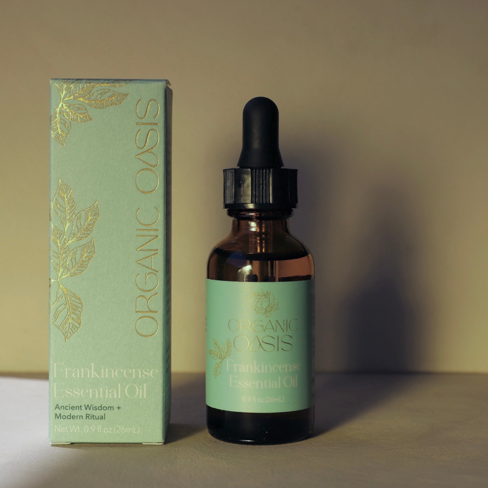 Organic Frankincense Essential Oil bottle for skincare and aromatherapy