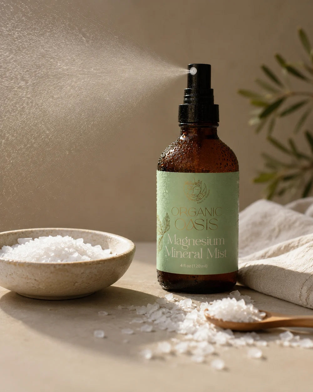 Organic Oasis magnesium mist for evening wellness routine