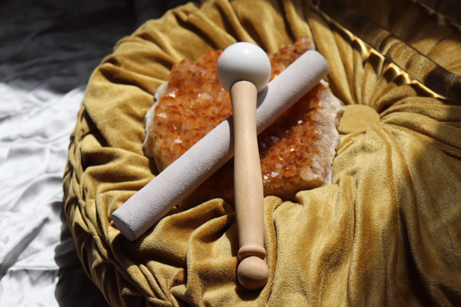 Purple quartz tuning fork meditation tool
