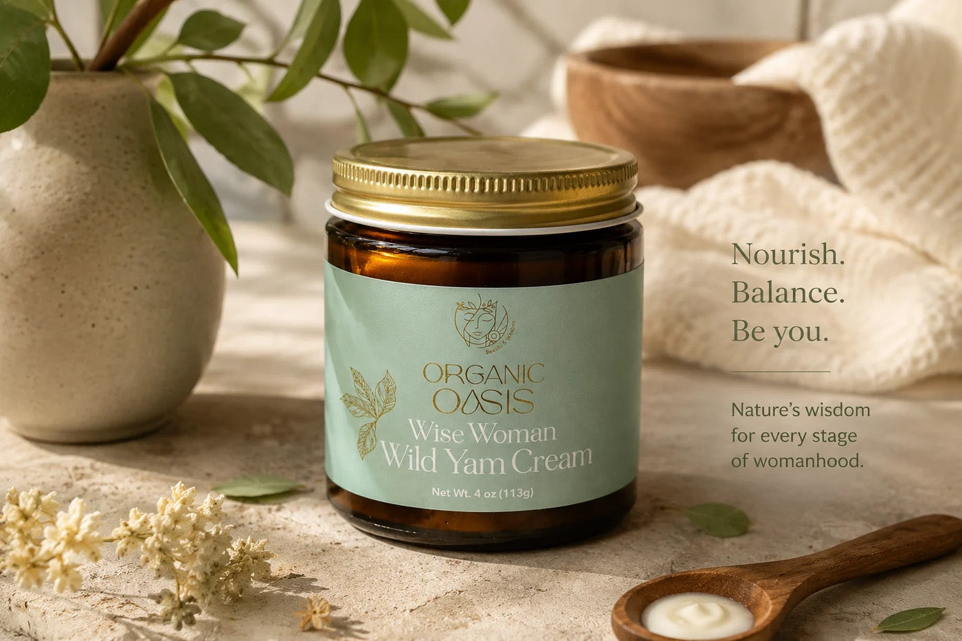 Organic Oasis Wise Womb Wild Yam Cream for daily body care